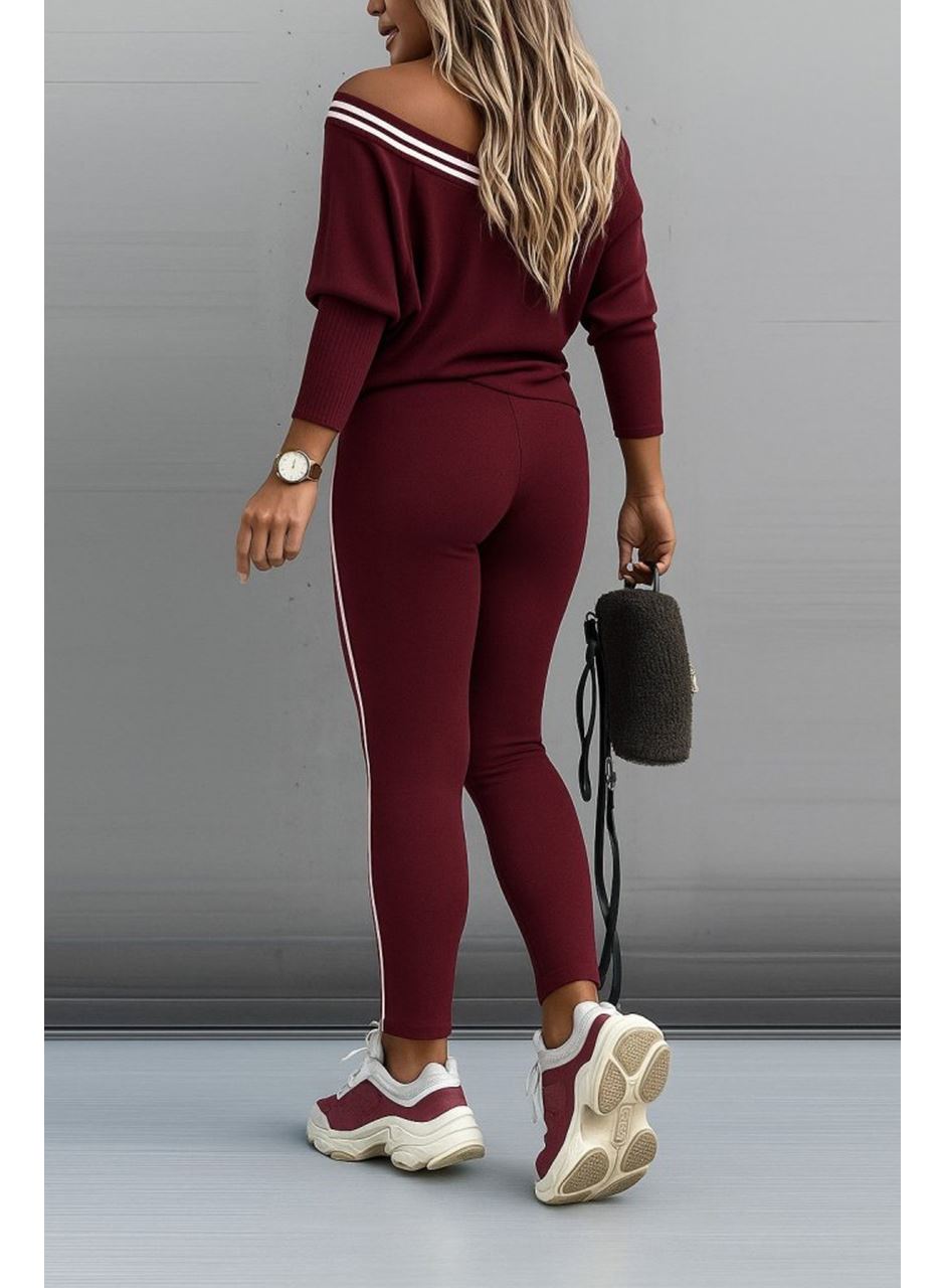Kadın Uzun Kollu Tek Omuzu Açık Detaylı Viskon Iki Iplik Bluz Ve Pantolon Ikili Takım