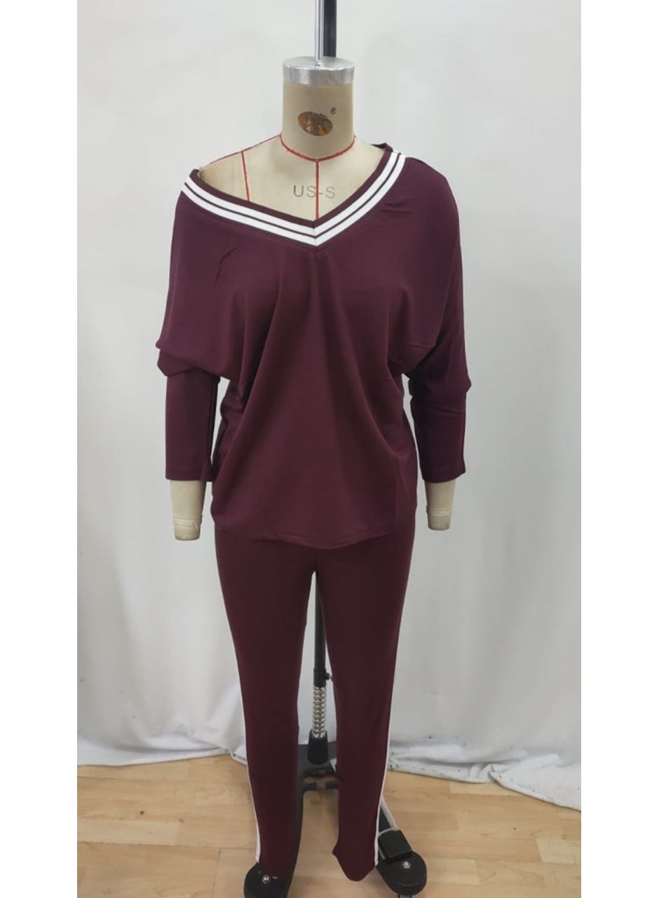 Kadın Uzun Kollu Tek Omuzu Açık Detaylı Viskon Iki Iplik Bluz Ve Pantolon Ikili Takım