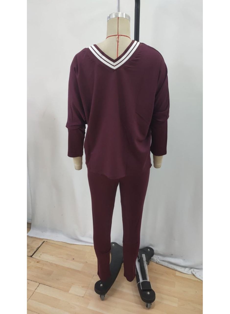 Kadın Uzun Kollu Tek Omuzu Açık Detaylı Viskon Iki Iplik Bluz Ve Pantolon Ikili Takım