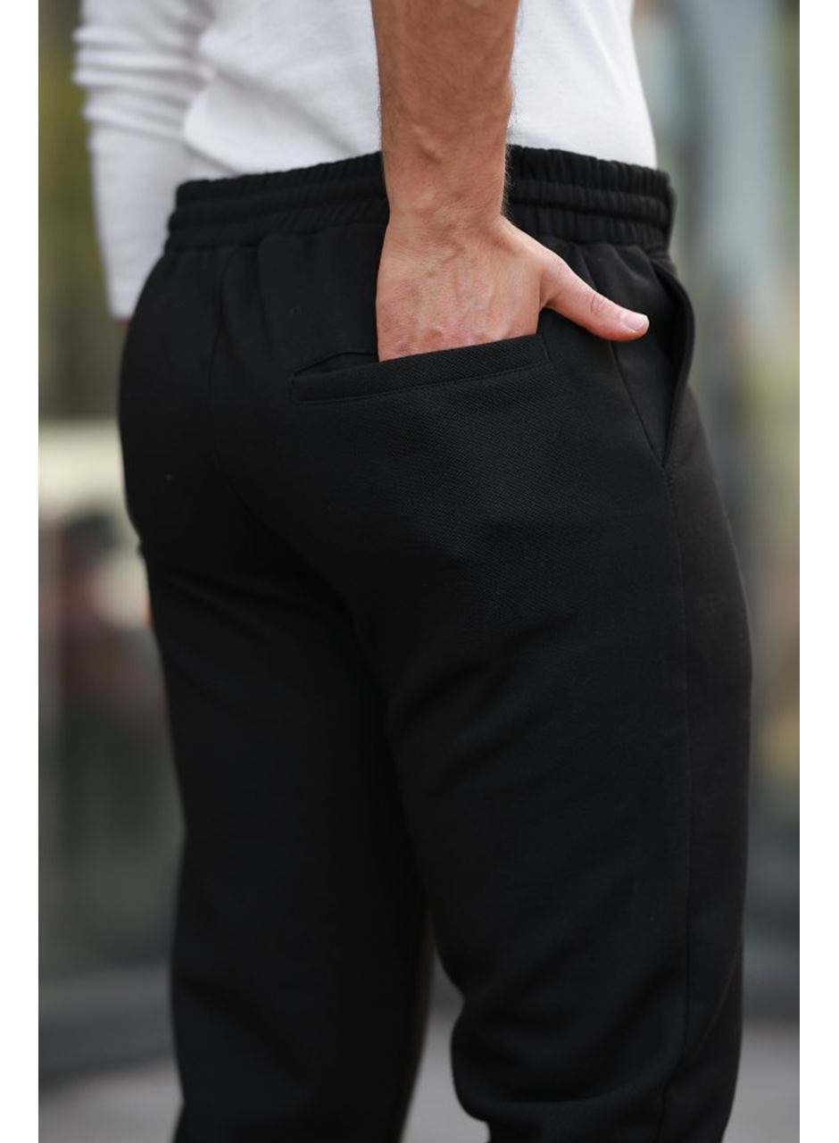 Erkek Beli Bağcıklı Duble Paça örme Pamuklu Kumaş Jogger Pantolon