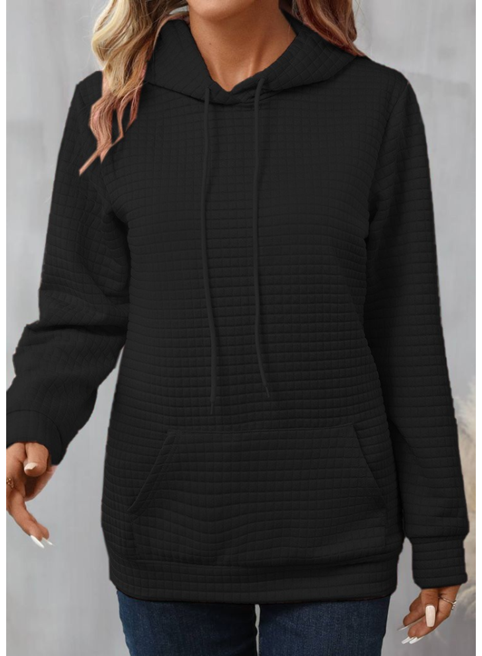 Kadın Uzun Kollu Kapşonlu Bağcıklı Cepli Capitone Sweatshirt