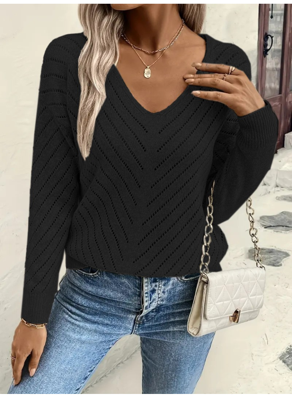 Kadın Uzun Kollu V Yakalı Triko Bluz