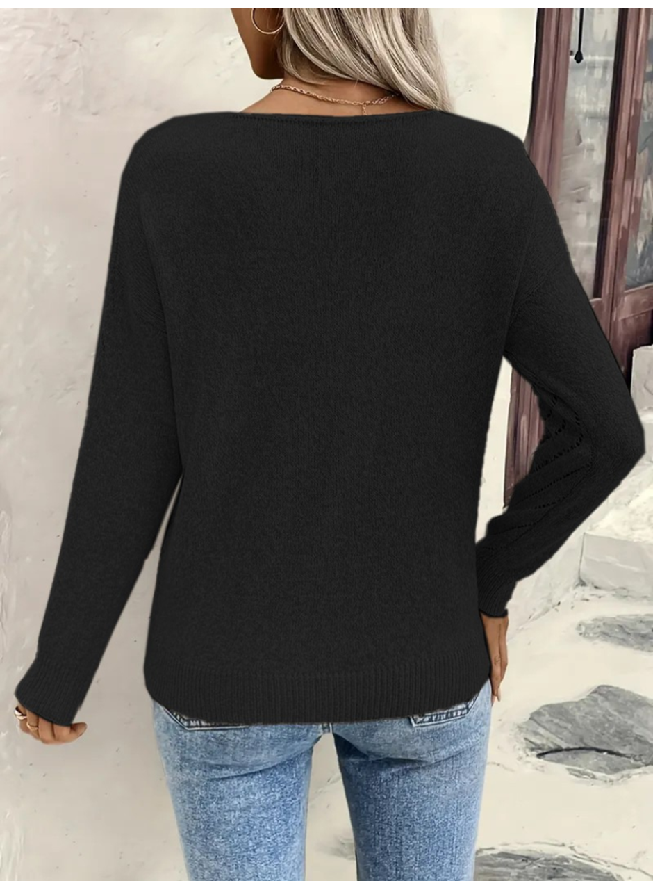 Kadın Uzun Kollu V Yakalı Triko Bluz