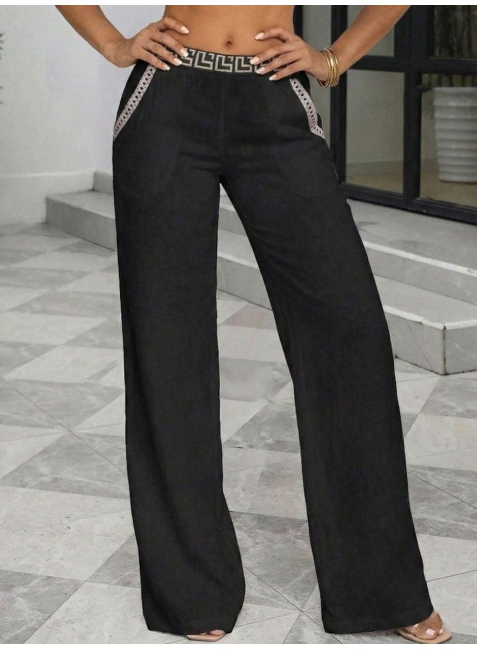 Kadın Yüksek Bel Beli Lastikli Genç Paçalı Ithal Krep Pantolon