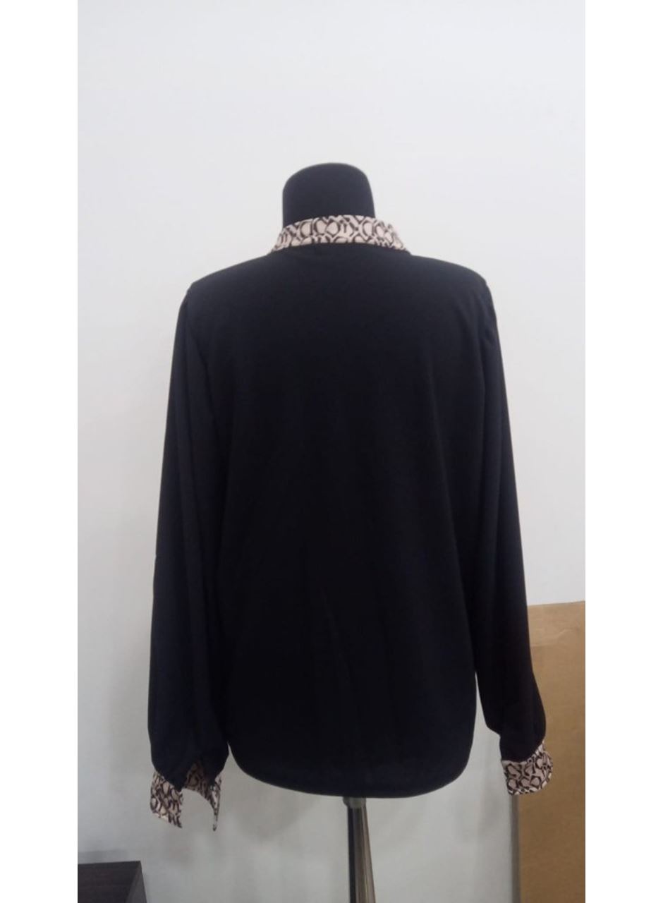 Kadın Uzun Kollu V Hakim Yakalı Desenli Ithal Krep Bluz