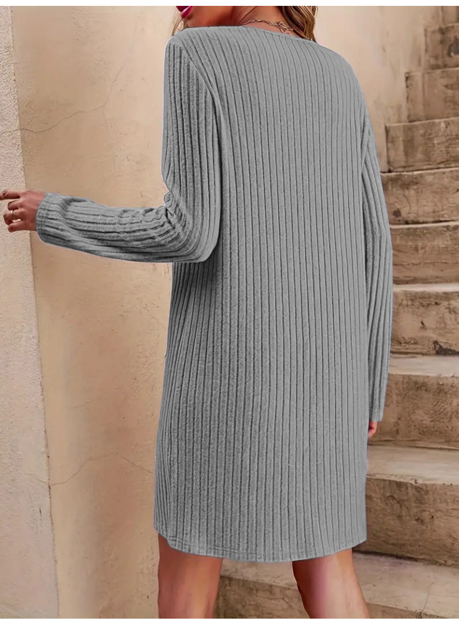 Kadın Uzun Kollu V Yakalı Kısa şardonlu Kaşkorse Elbise