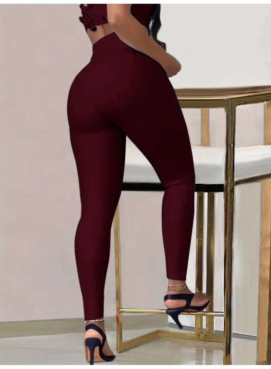 Kadın Yüksek Bel Belden Toka Detaylı Dalgıç Tayt