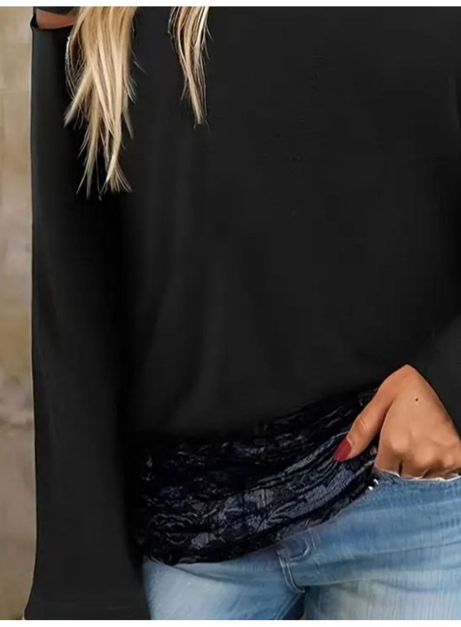 Kadın Uzun Lazer Kesik Detaylı Askılı Viskon Iki Iplik Bluz