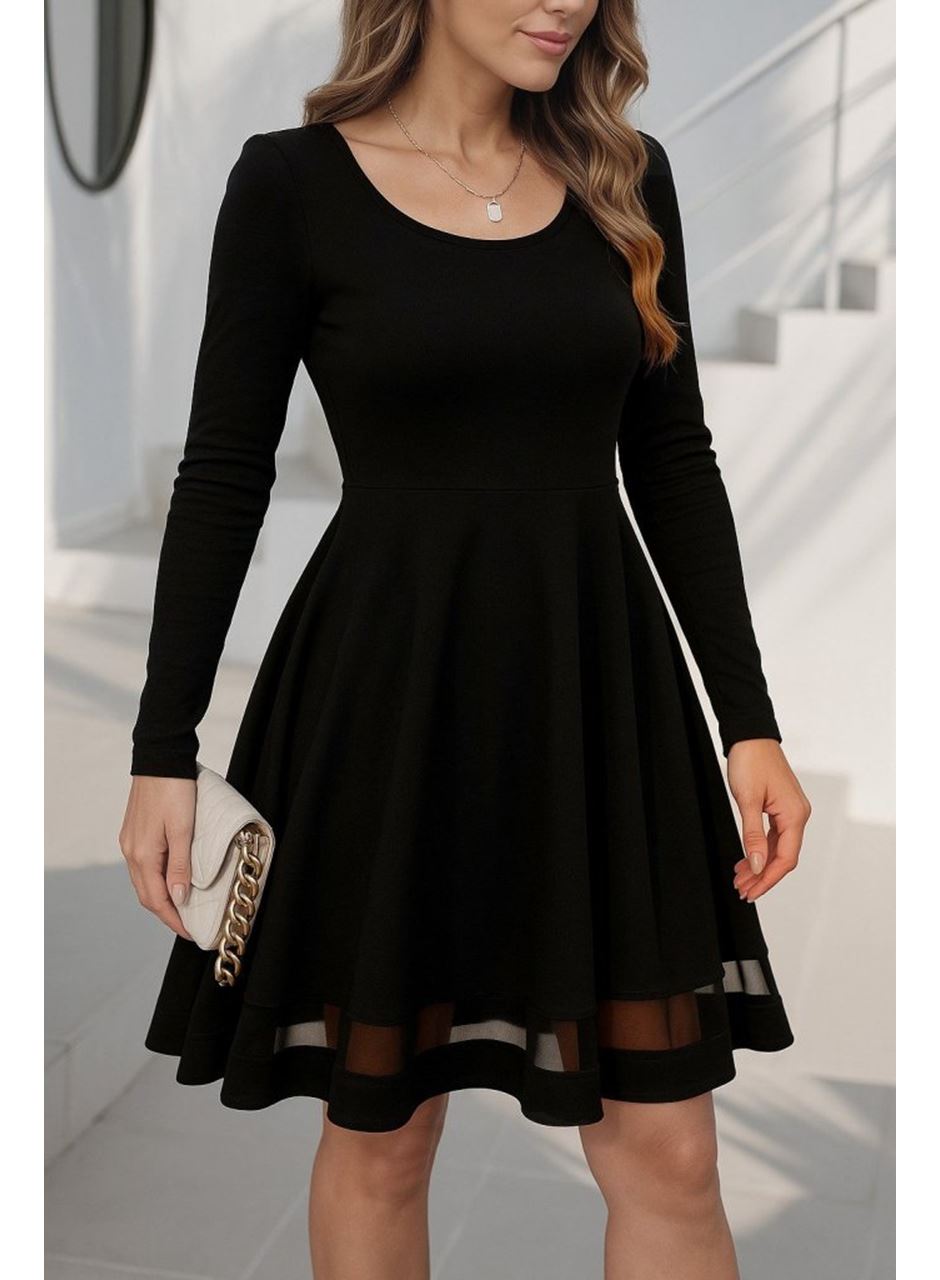 Etek Tül Detay Krep Elbise