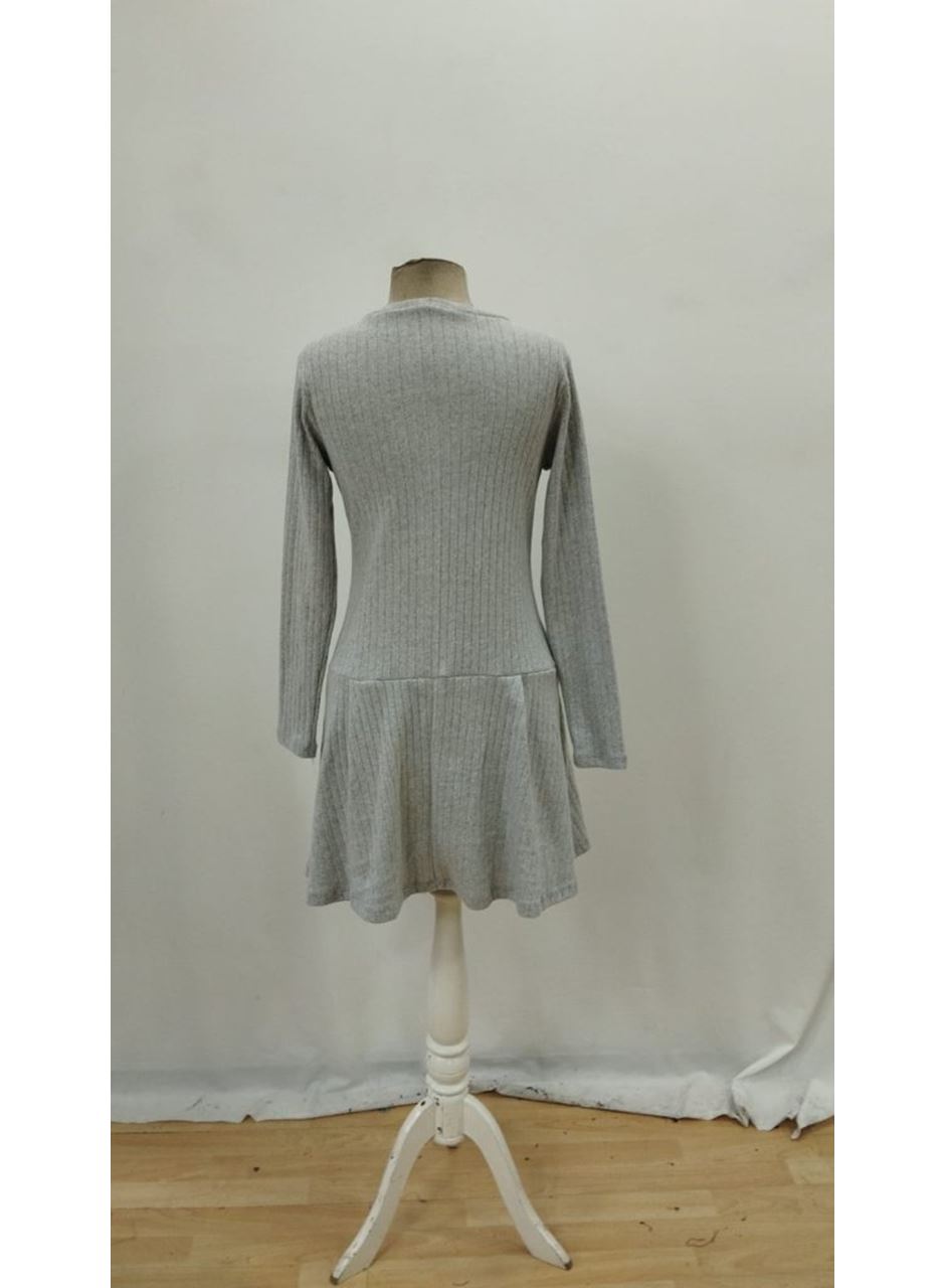 Kadın Uzun Kollu önden Fermuarlı Pileli şardonlu Kaşkorse Mini Elbise