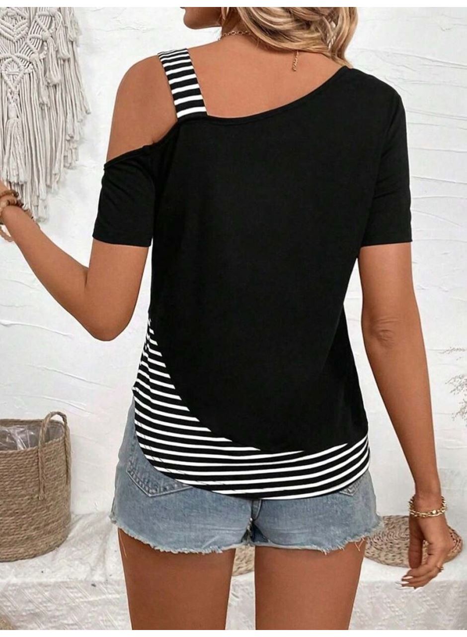 Kadın Kısa Kollu Omuzdan Askılı Viskon Bluz