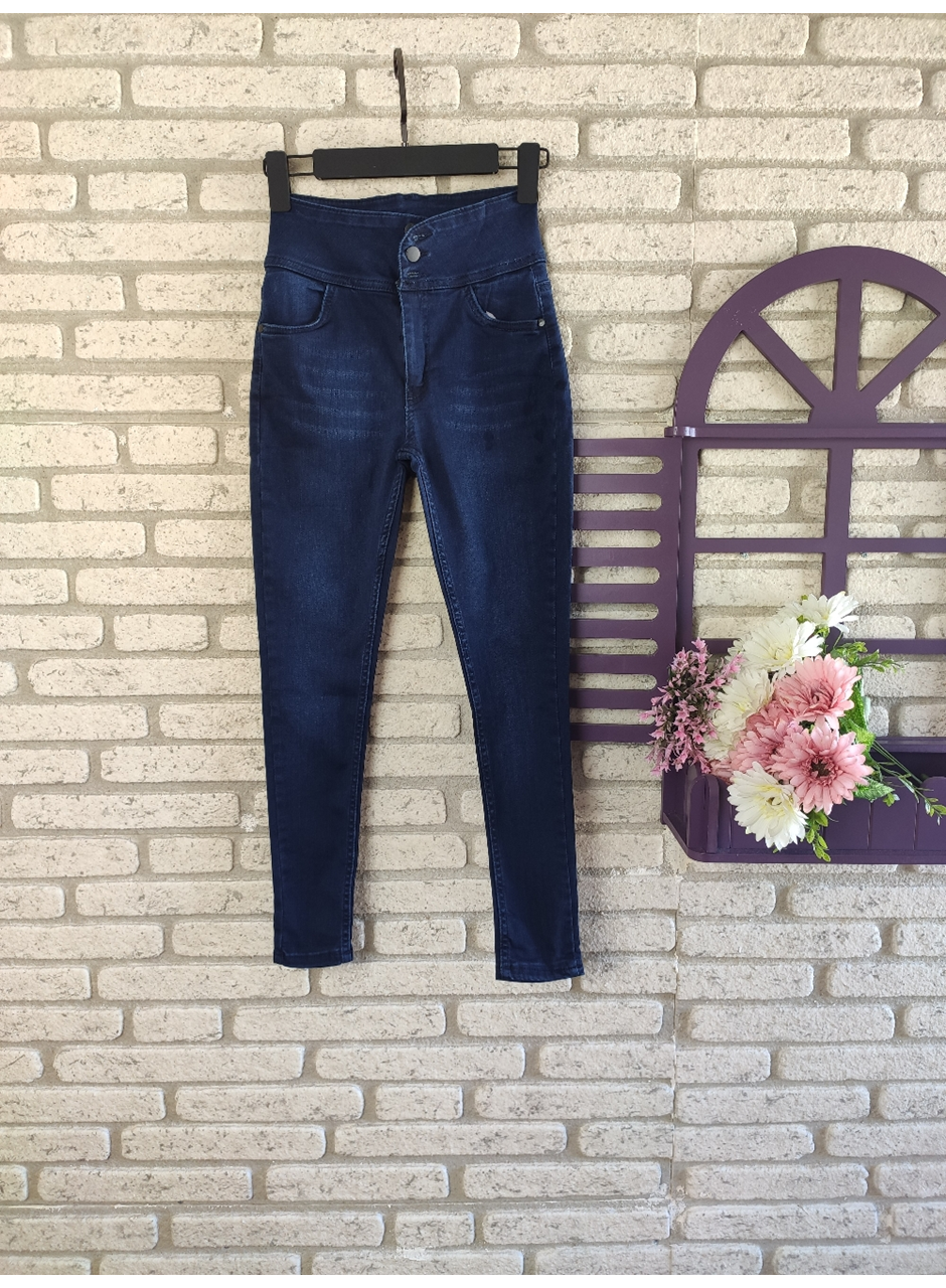 Yüksek Bel Likralı Jean Pantolon 90 Cm