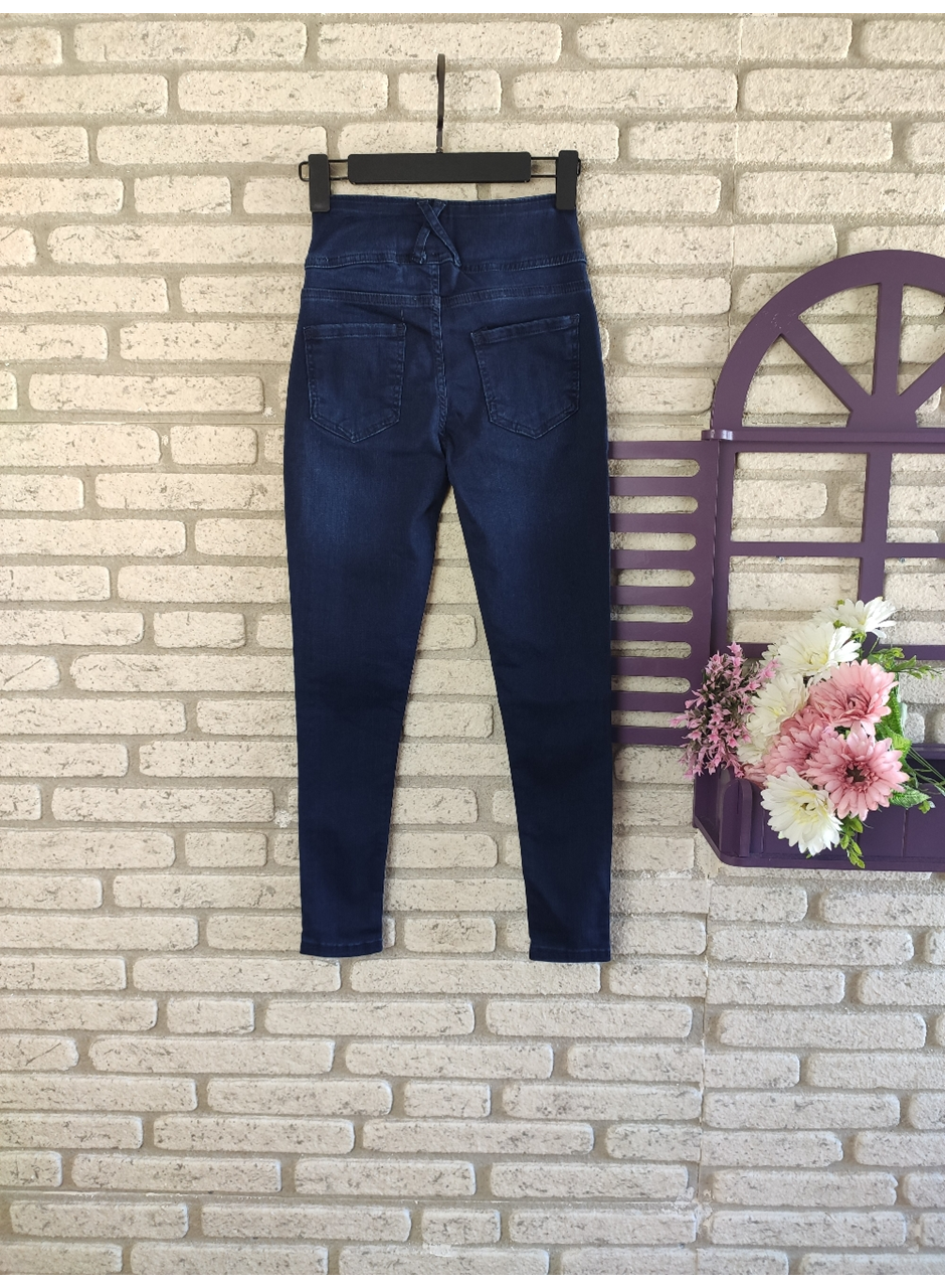 Yüksek Bel Likralı Jean Pantolon 90 Cm