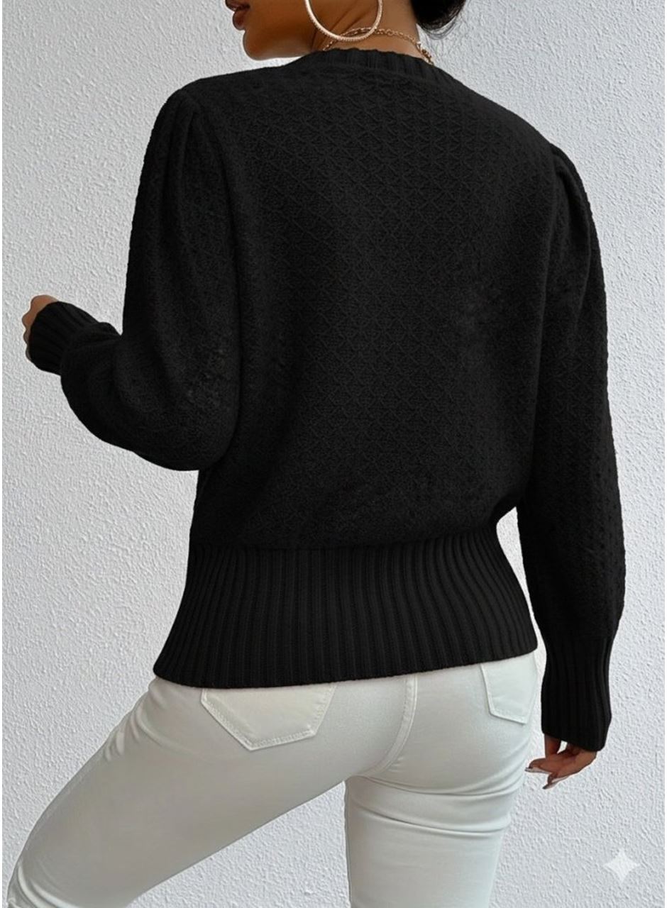 Kadın Uzun Kollu Bisiklet Yaka Triko Bluz