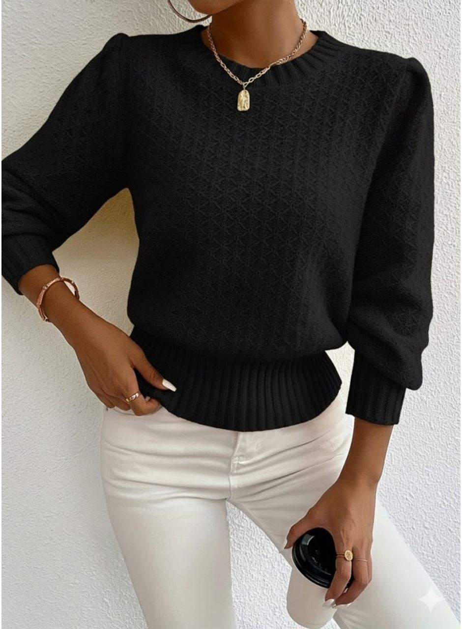 Kadın Uzun Kollu Bisiklet Yaka Triko Bluz