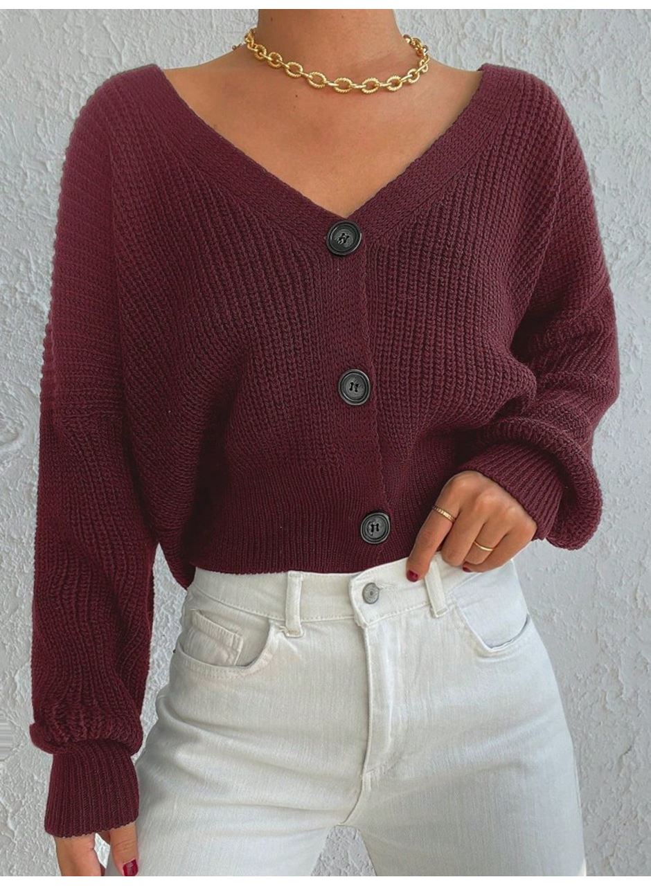 Kadın Uzun Kollu üç Düğmeli Triko Hırka