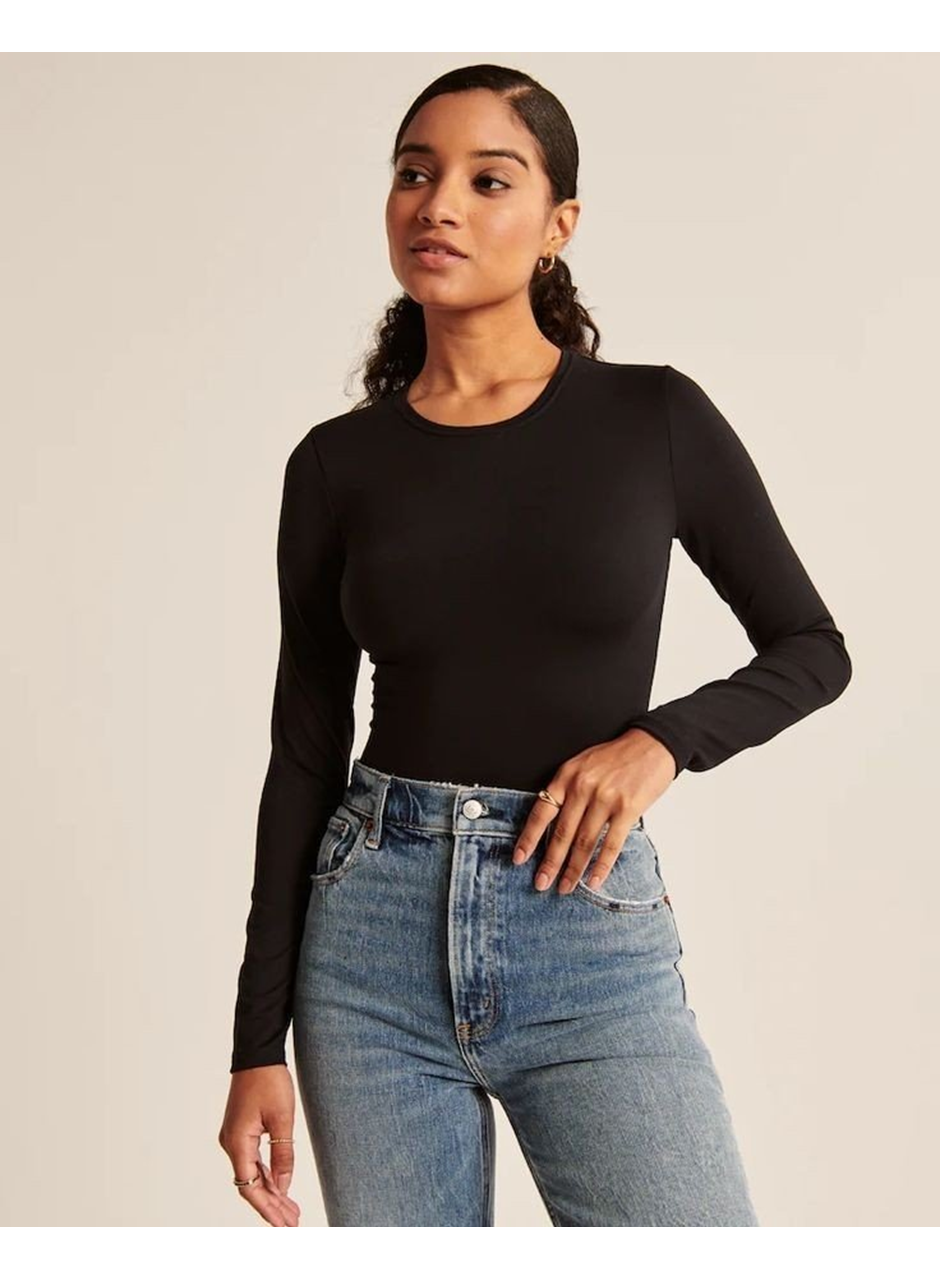 Kadın Uzun Kollu Bisiklet Yaka Süprem Bluz