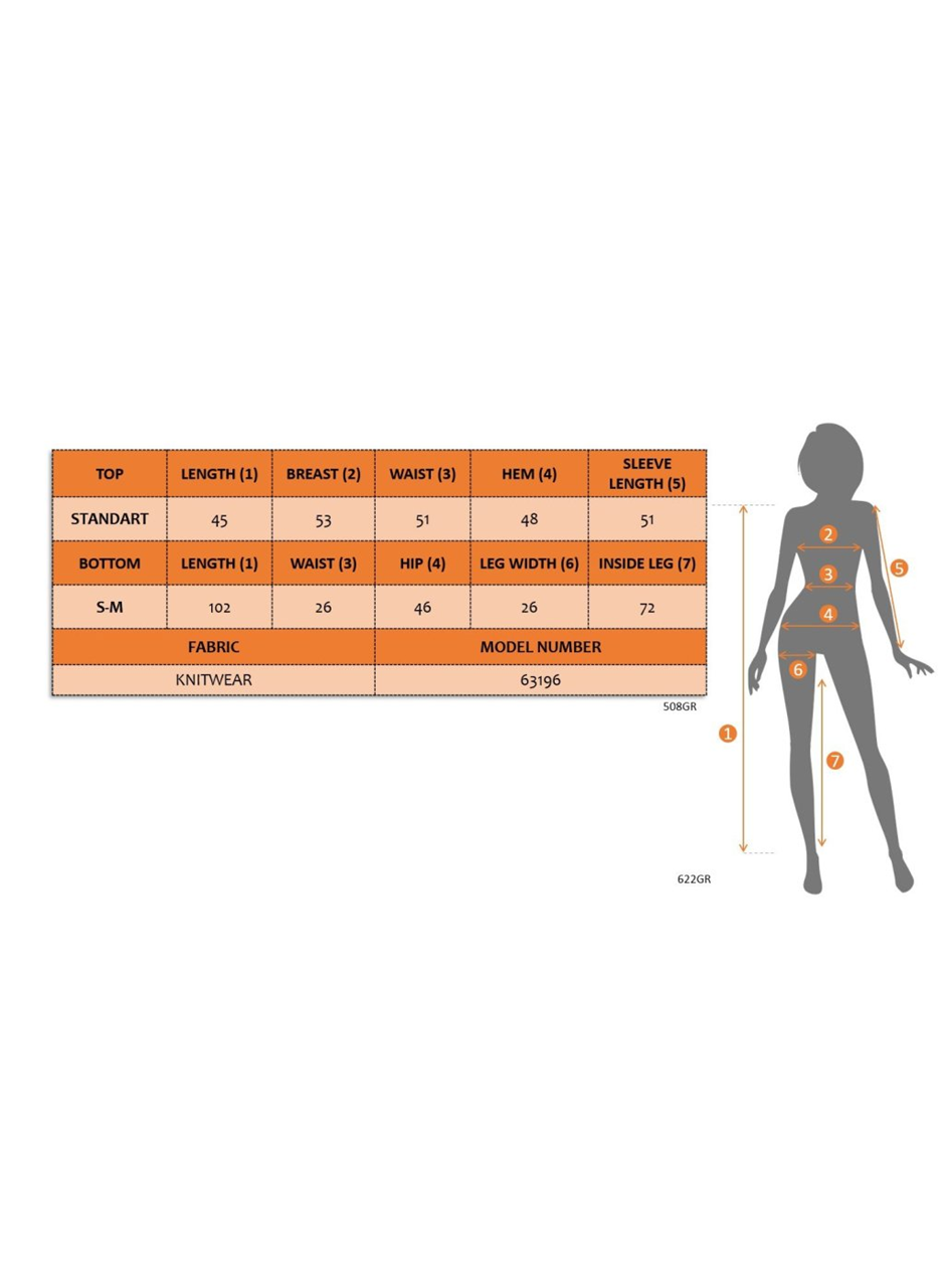 Kadın Uzun Kollu Bisiklet Yaka Kısa Trıko Bluz Ve Pantolon Ikili Takım