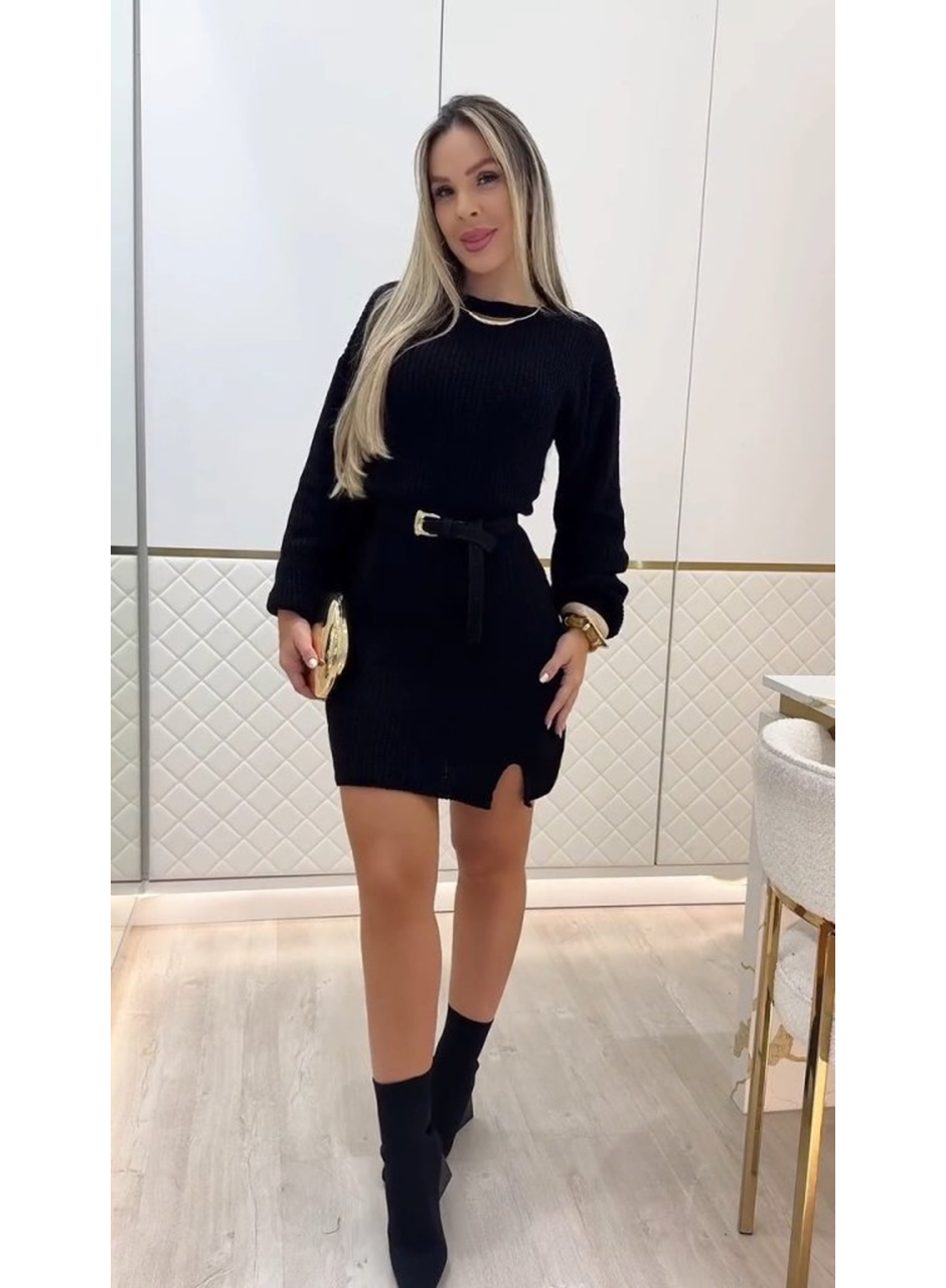 Kadın Uzun Kollu Yuvarlak Yakalı Kısa Triko Elbise