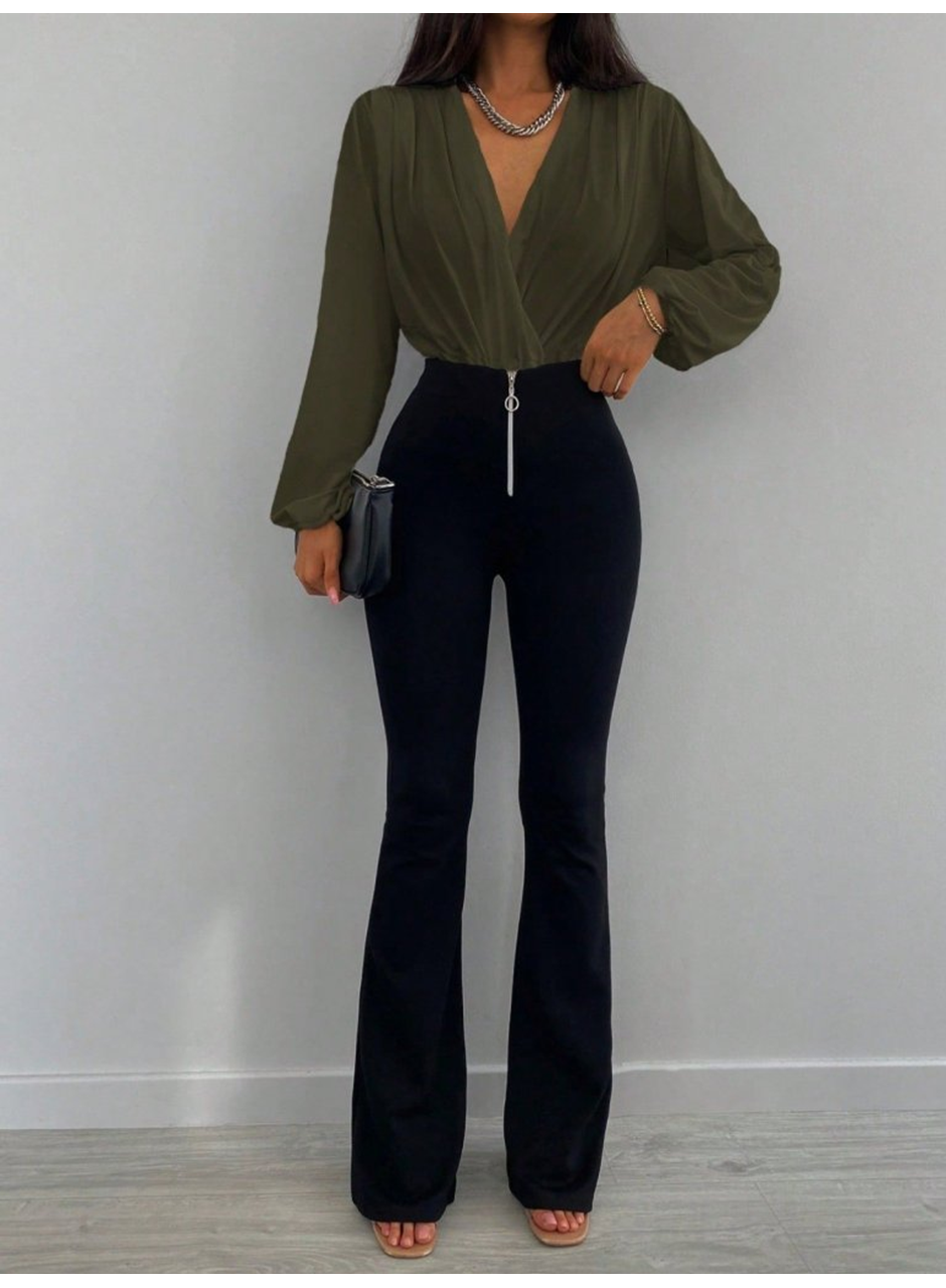 Kadın Uzun Kollu Kruvaze Yaka Sandy Bluz