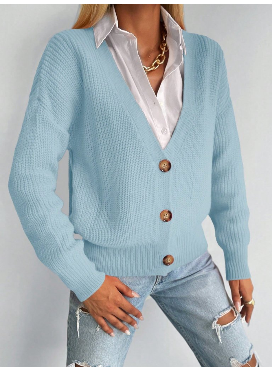 Düğme Detay Triko Bluz