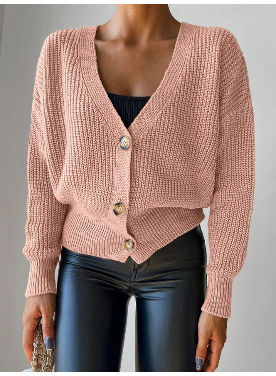 Kadın Uzun Kollu Düğme Detay Triko Bluz