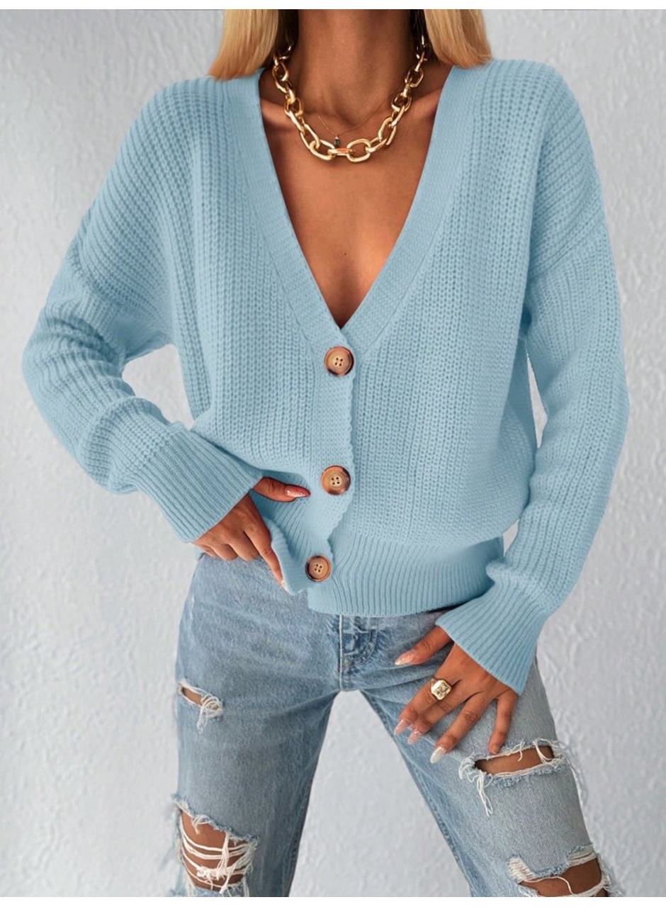 Düğme Detay Triko Bluz