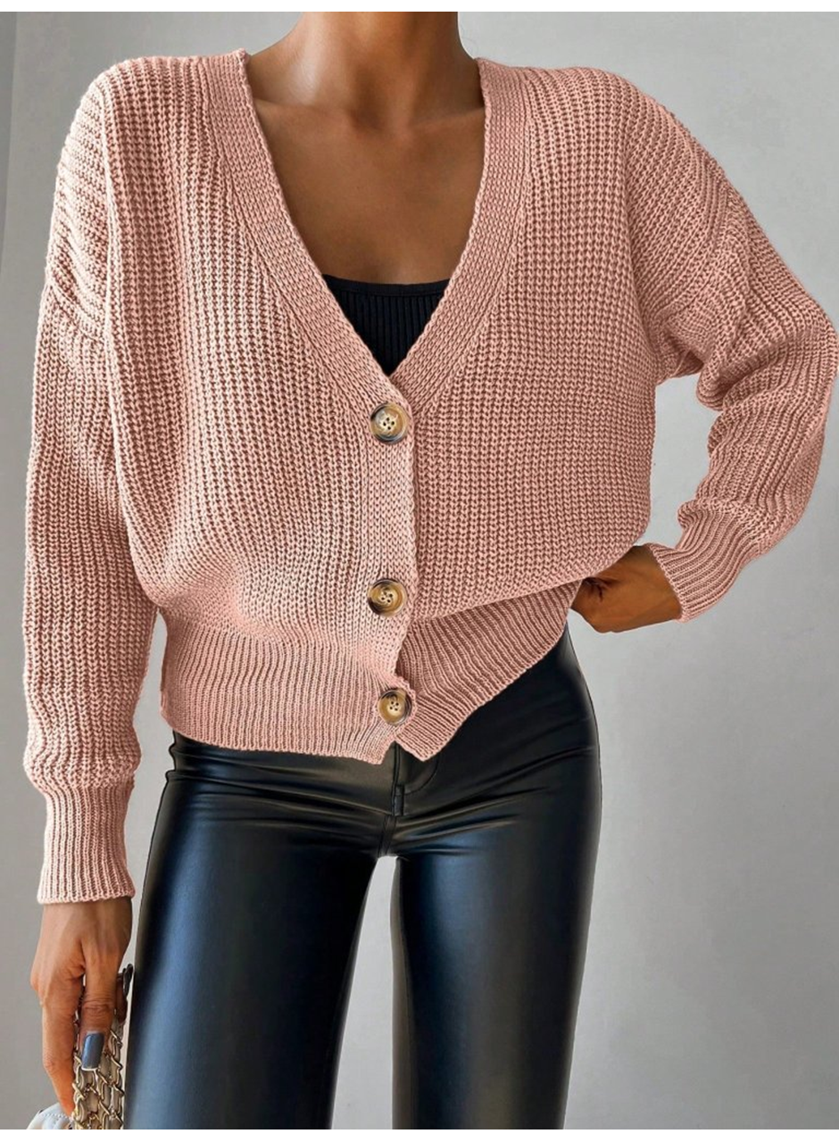 Kadın Uzun Kollu Düğme Detay Triko Bluz