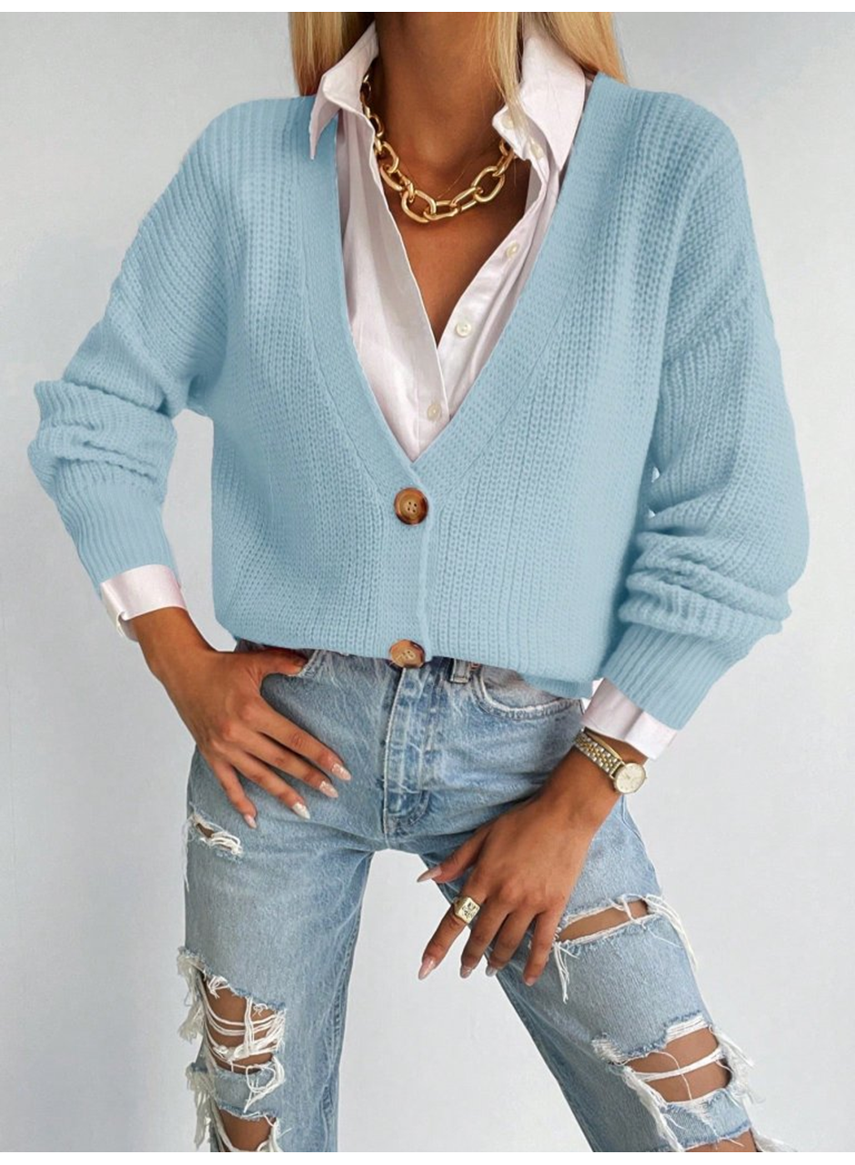 Düğme Detay Triko Bluz