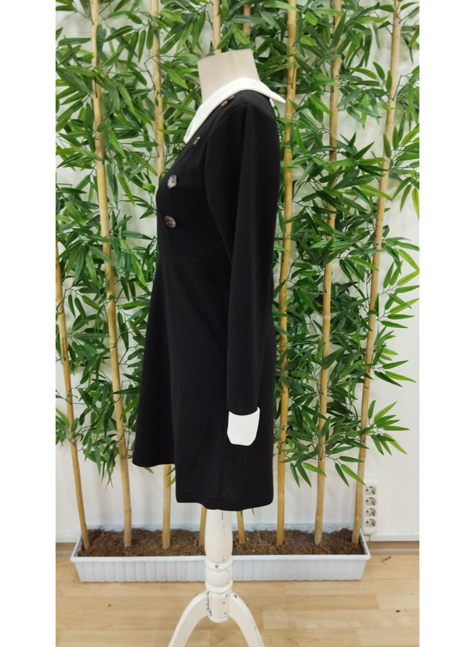 Kadın Uzun Kollu Yakalı A Kesim Kısa Ithal Krep Elbise