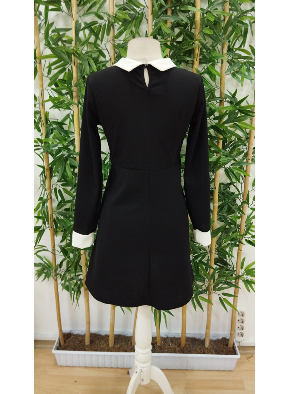 Kadın Uzun Kollu Yakalı A Kesim Kısa Ithal Krep Elbise