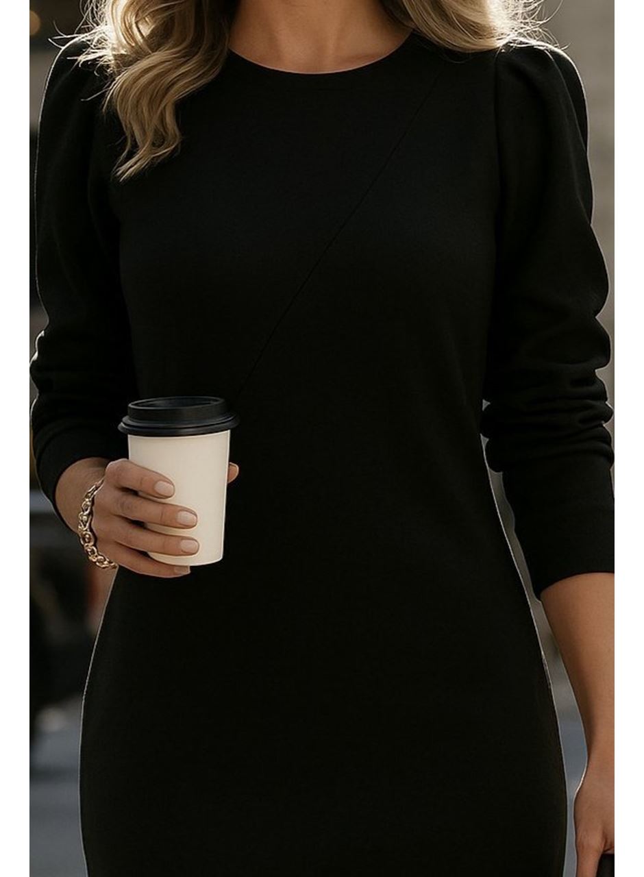 Kadın Uzun Kollu Bisiklet Yaka Iki Iplik Elbise