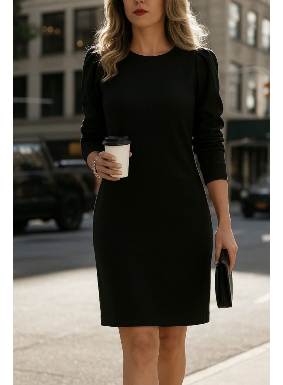 Kadın Uzun Kollu Bisiklet Yaka Iki Iplik Elbise