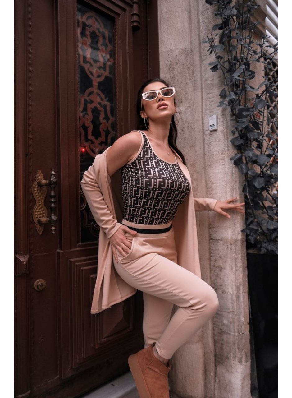 Kadın Uzun Kollu Krep üçlü Takım