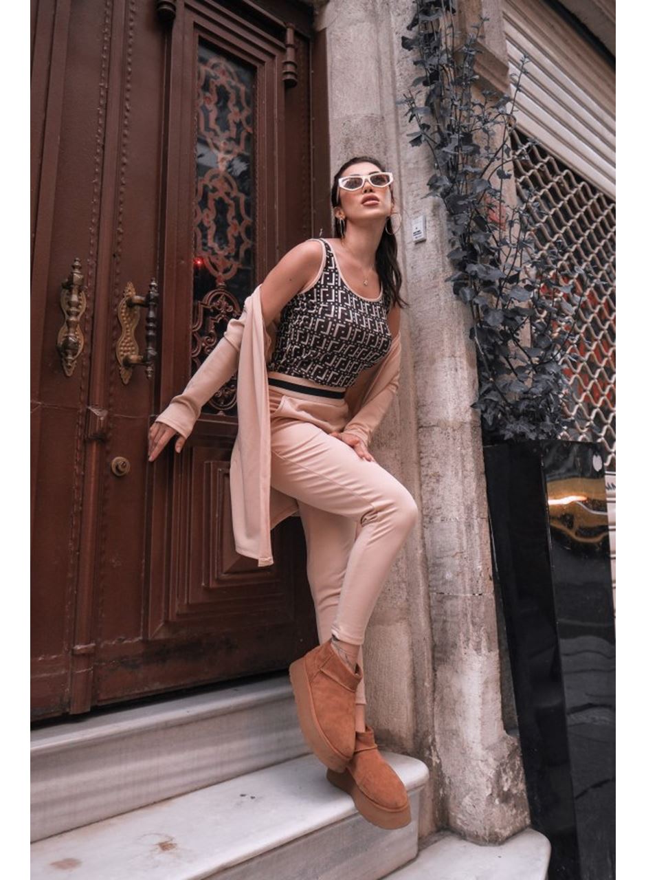 Kadın Uzun Kollu Krep üçlü Takım