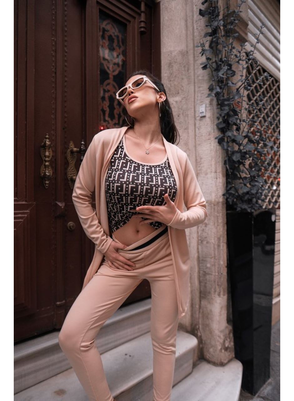 Kadın Uzun Kollu Krep üçlü Takım