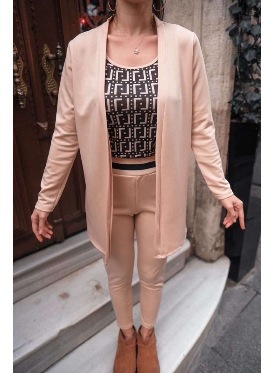 Kadın Uzun Kollu Krep üçlü Takım