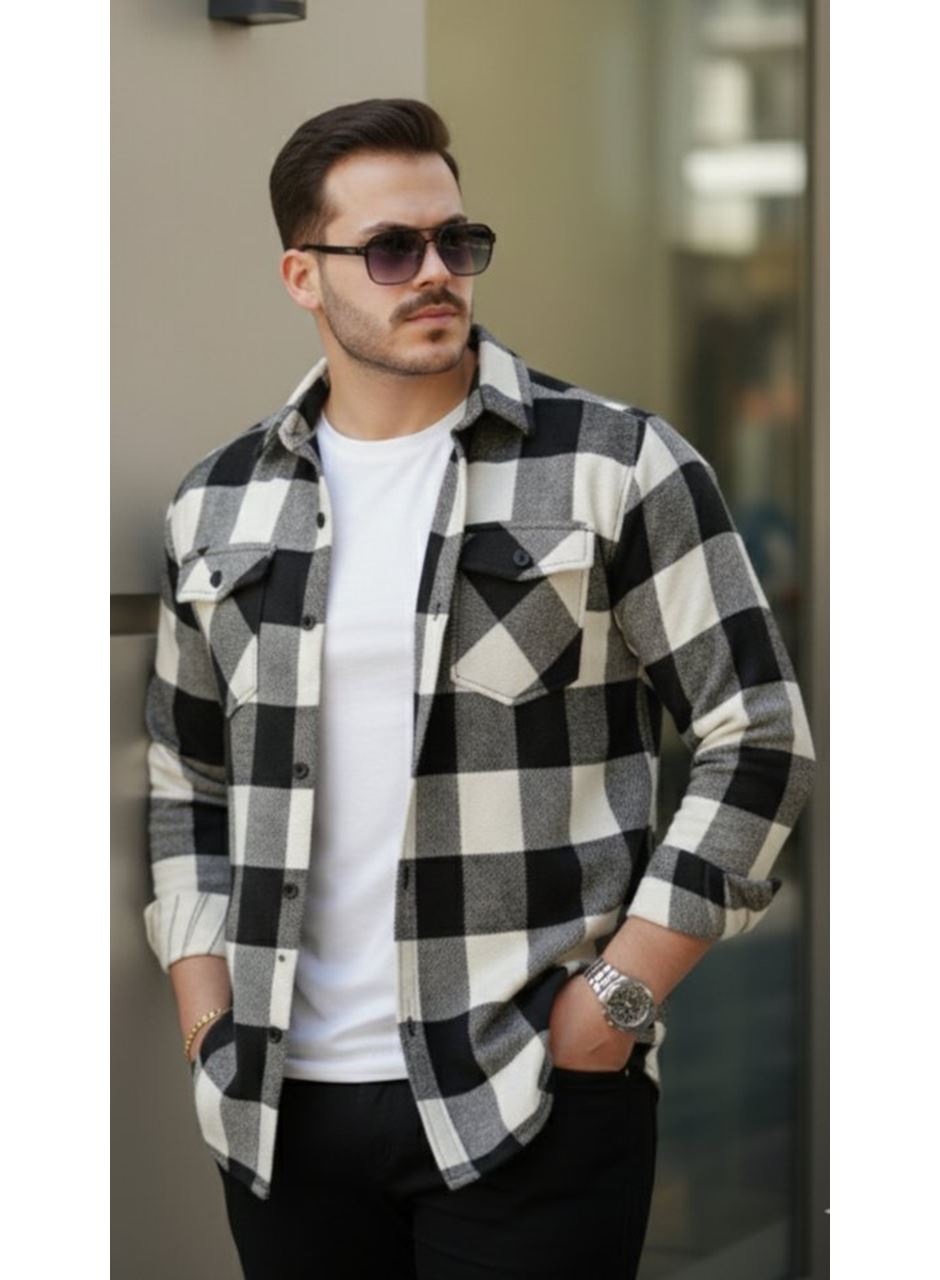 Erkek Uzun Kollu Oduncu Gömlek - Siyah