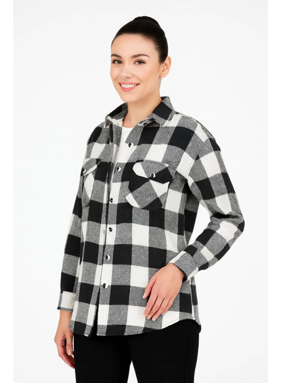 Uzun Kollu Oduncu Gömlek - Siyah