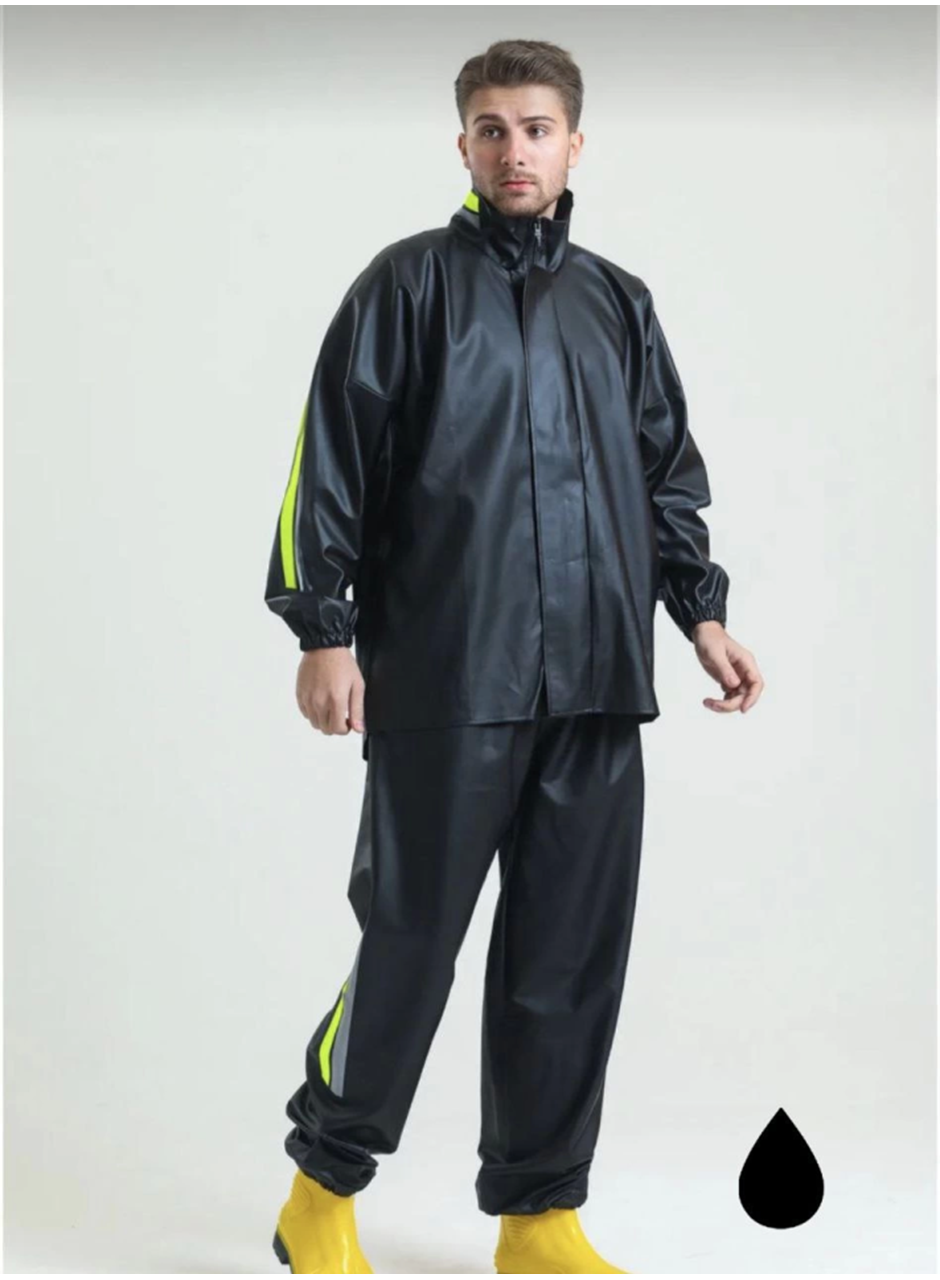 Tam Kalıp Motorcu Kurye Su Gecirmez Yağmurluk Takım - Siyah