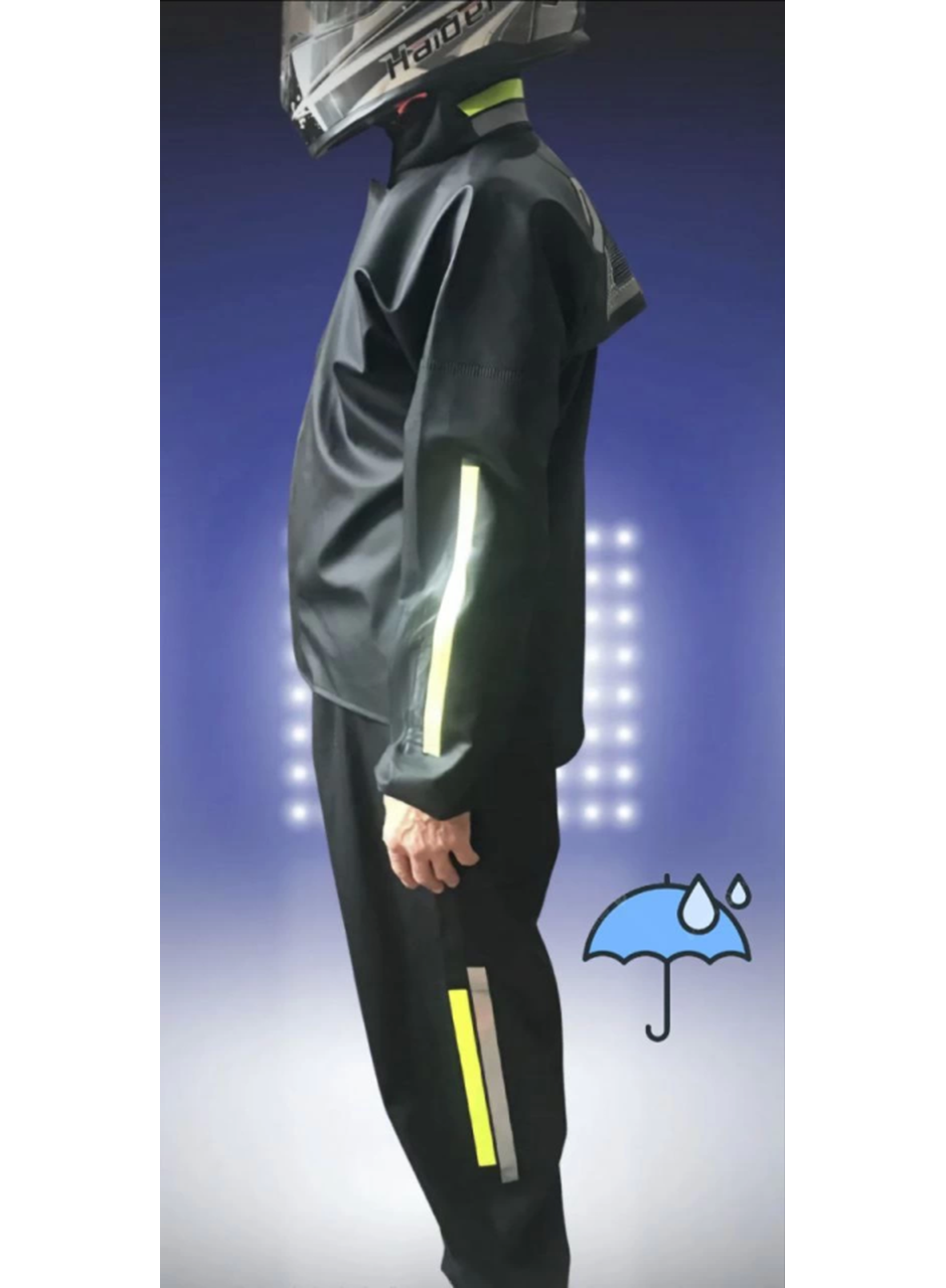 Tam Kalıp Motorcu Kurye Su Gecirmez Yağmurluk Takım - Siyah
