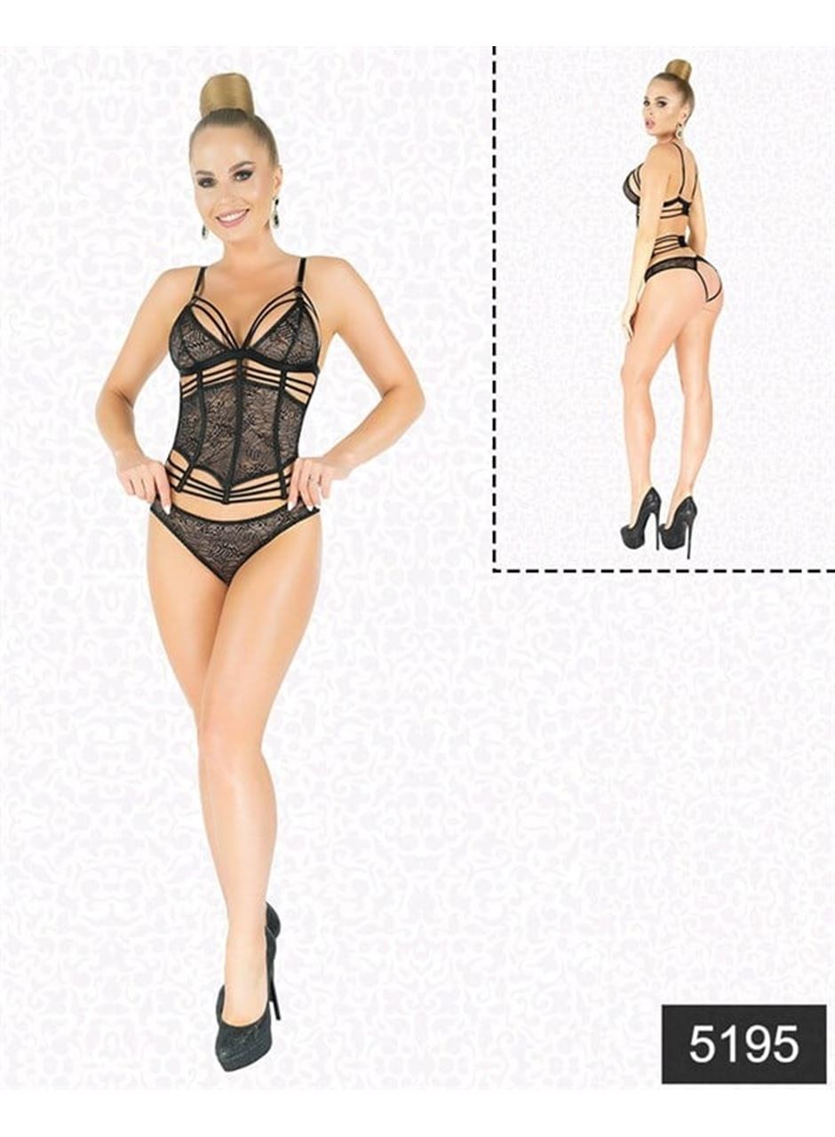 Simli Dantel Büstiyer Takım