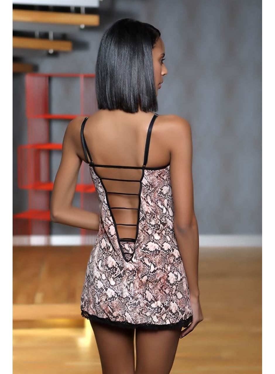 MOONLİGHT 307 Yılan Desen Gecelik ve String Takım