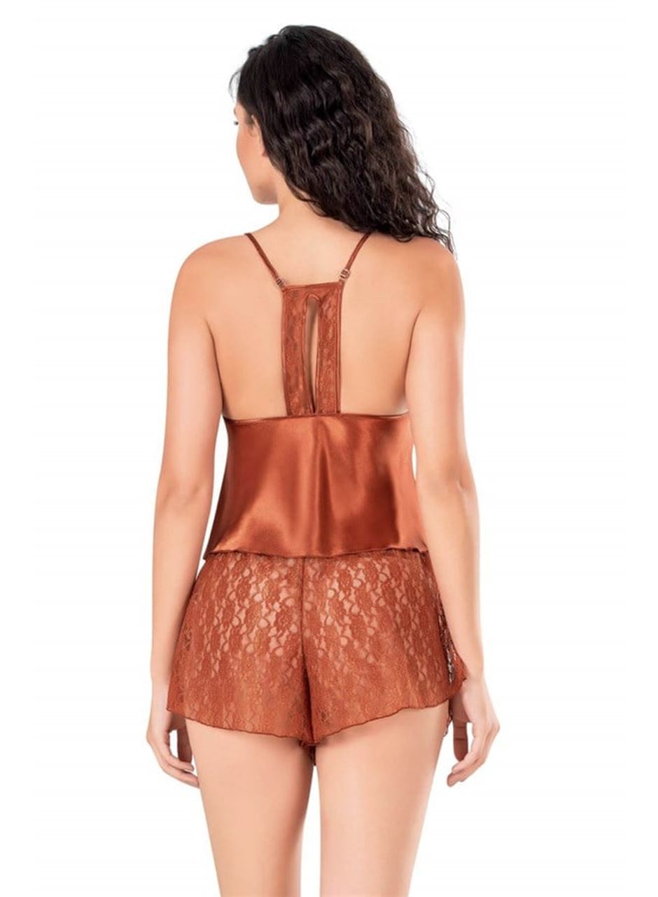 Tarçın Saten Babydoll Şort Takımı