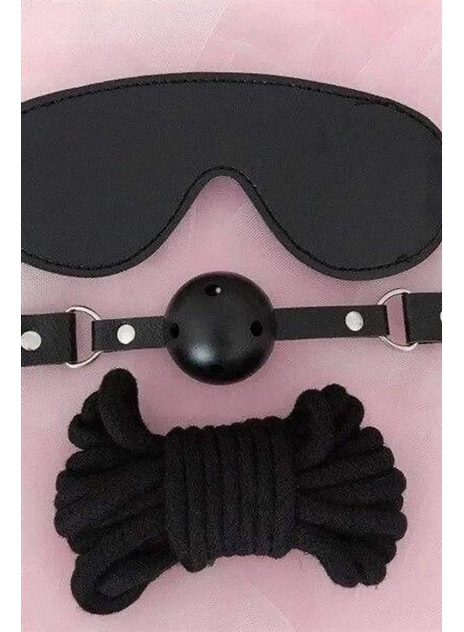 Gözlük Ağız Topu İp Üçlü Deri Harness Set