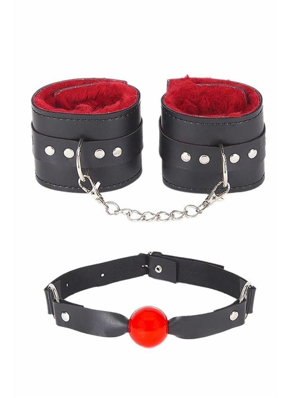 Ağız Topu Ve Kelepce İçi Tüylü Kırmızı Set