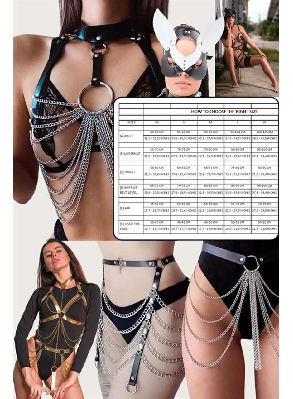 Deri Fantezi Zincirli Tek Bacak Jartiyer SEXİ H0015