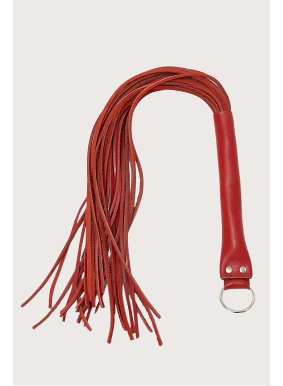 Deri Fantezi Harness Kırmızı Kırbaç