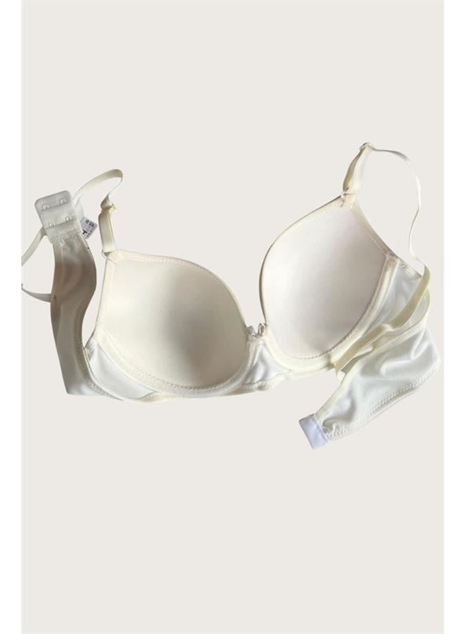 Beyaz-Kırmızı 2'li Mikro Kumaş İçi Boş Balenli Günlük  Desteksiz Sütyen