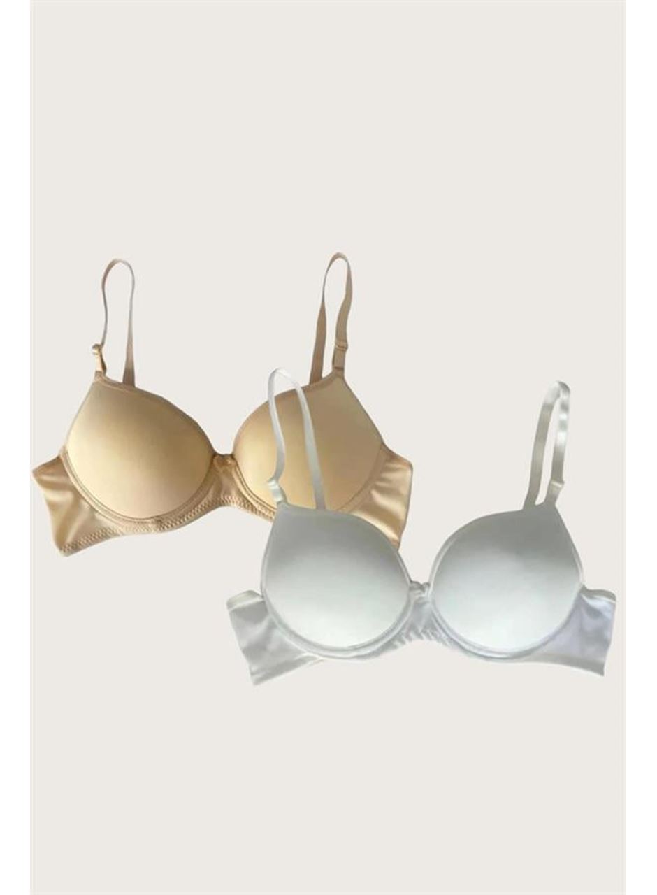 Ten-Beyaz 2'li Mikro Kumaş İçi Boş Balenli Günlük Desteksiz Sütyen